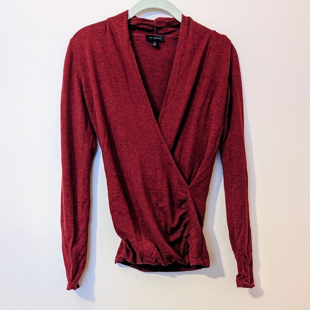 The Limited Faux Wrap Sweater Burgundy